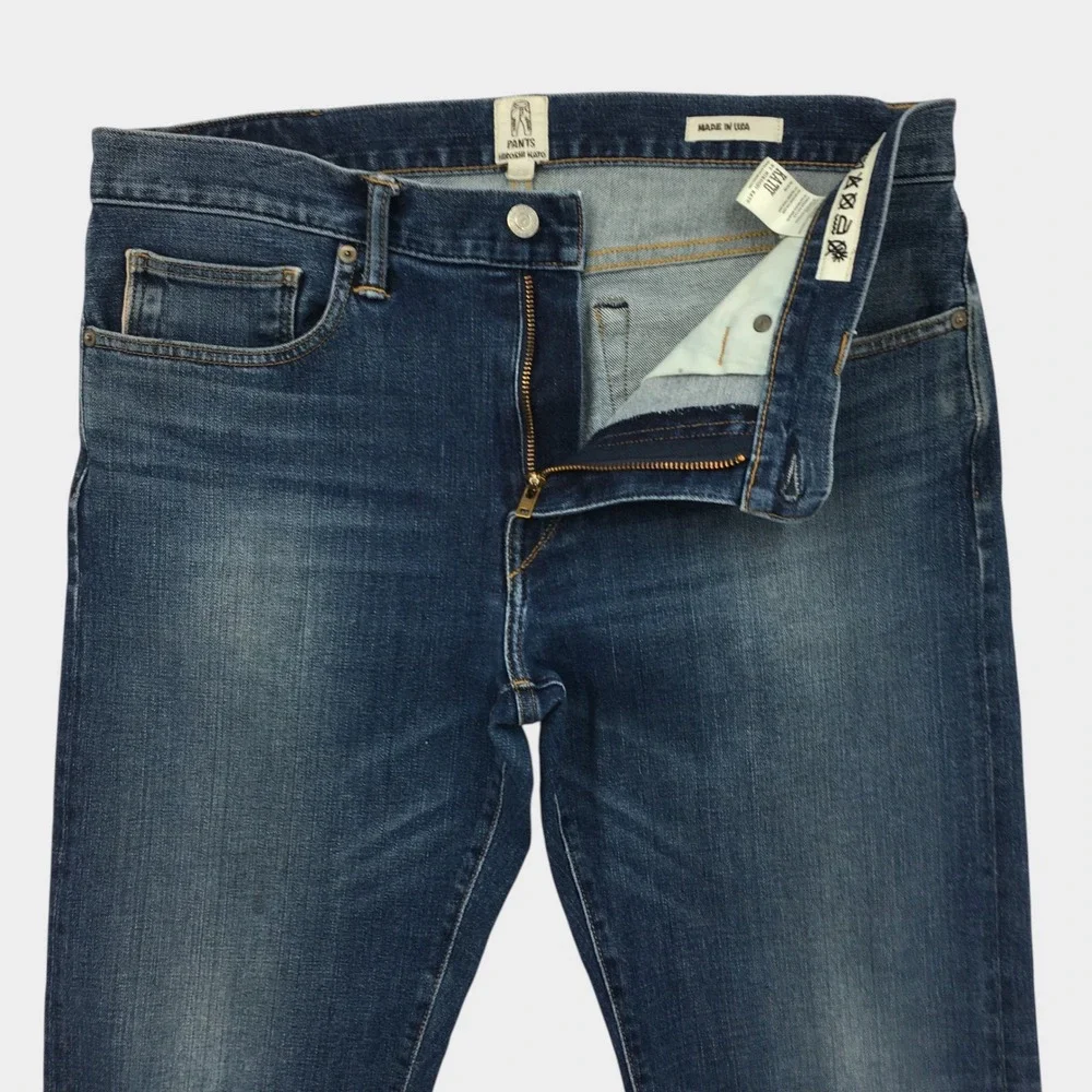 Kato by Hiroshi Kato The Pen Slim Selvedge Jeans Blue Rain Wash Mens 34 USA Made